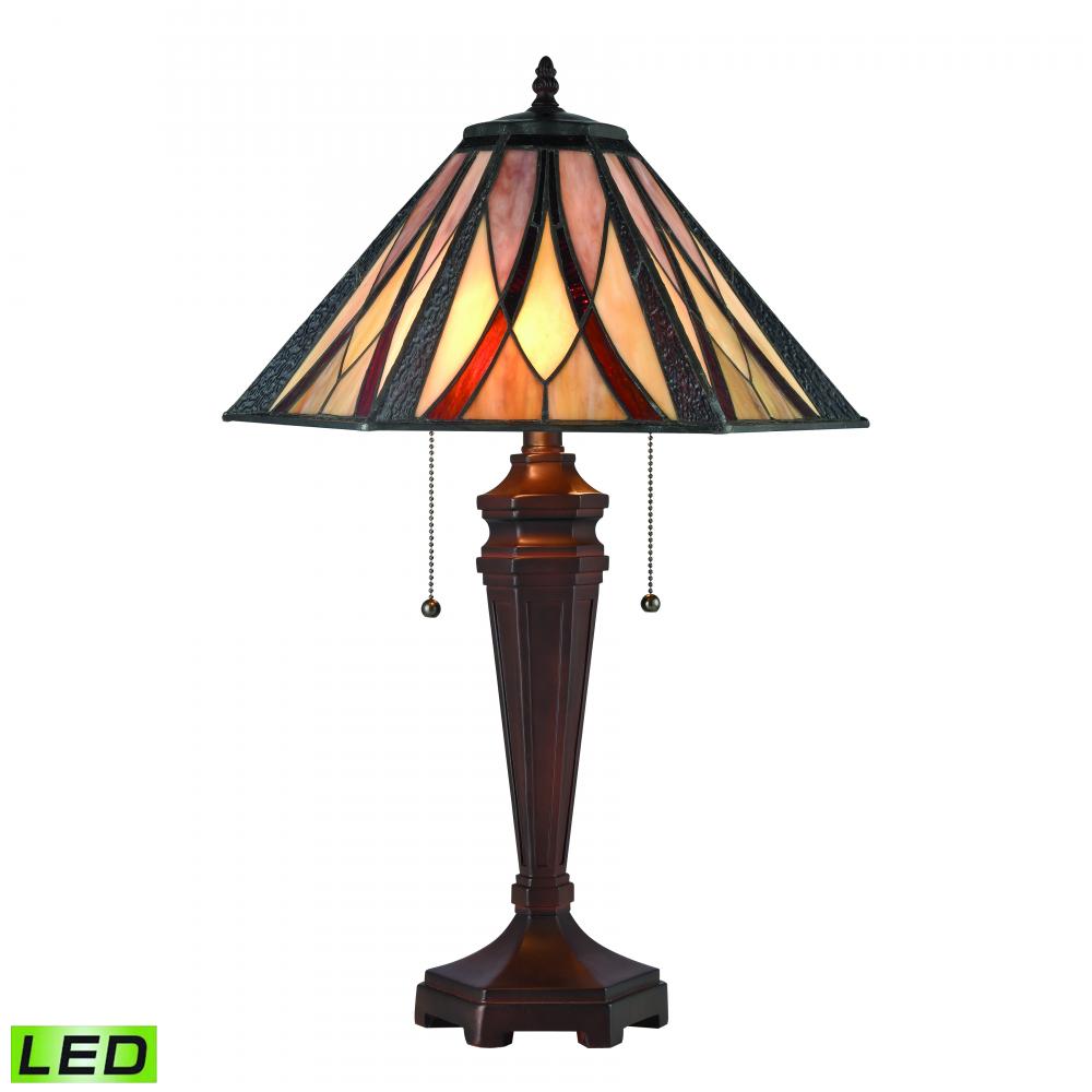 Foursquare 24&#39;&#39; High 2-Light Table Lamp - Tiffany Bronze - Includes LED Bulbs