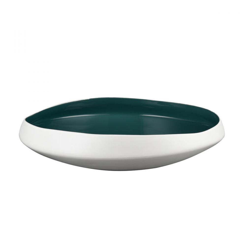 Greer Bowl - Low White and Turquoise Glazed (2 pack) (2 pack)