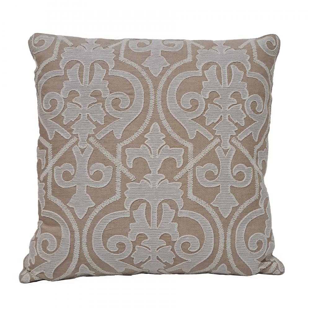 Embroidered Scrollwork 20x20&#39;&#39; Pillow - Tan