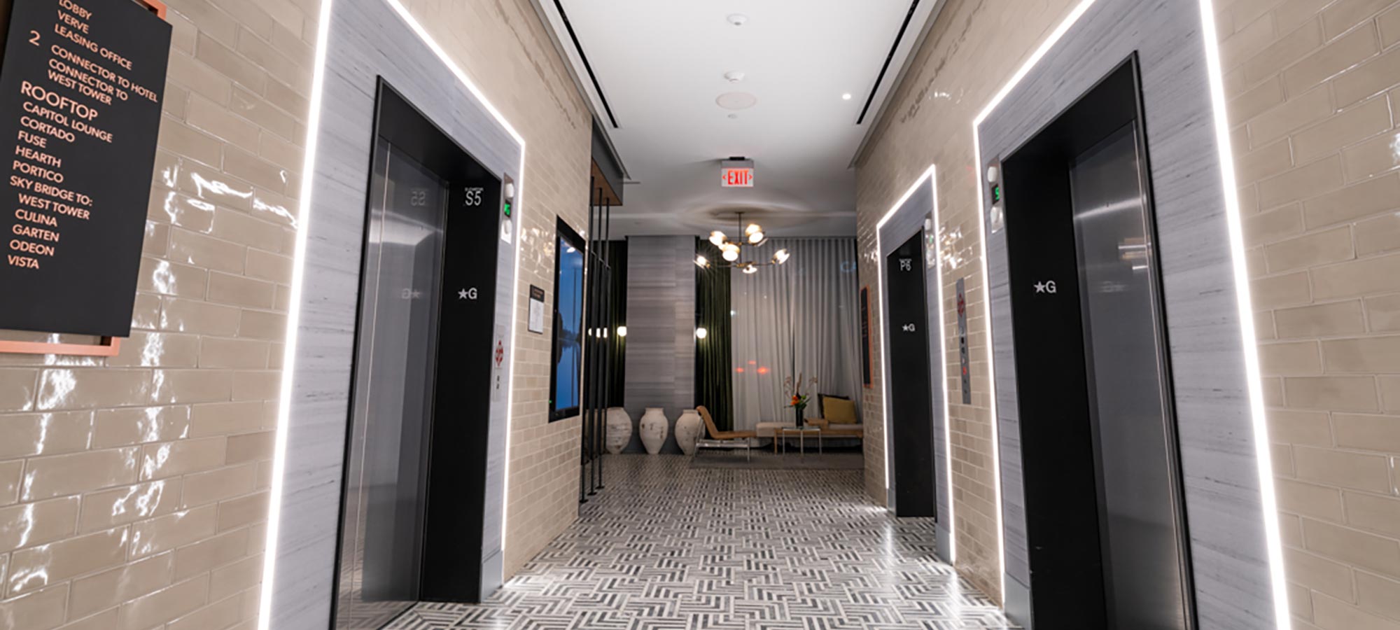 Lighting application in elevator area